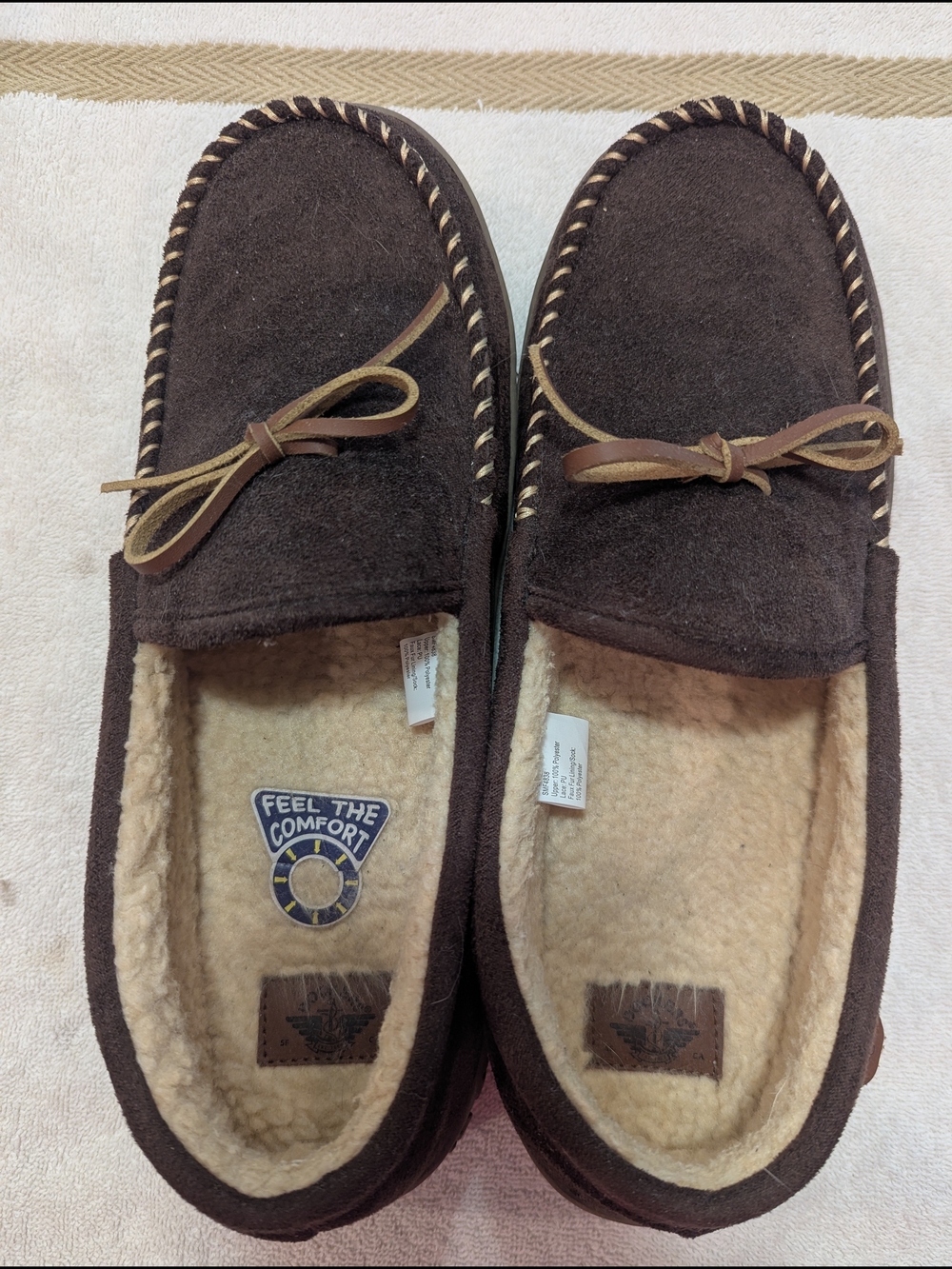 Docker's Cozy Men's Brown Suede Moccasin Slippers XXL